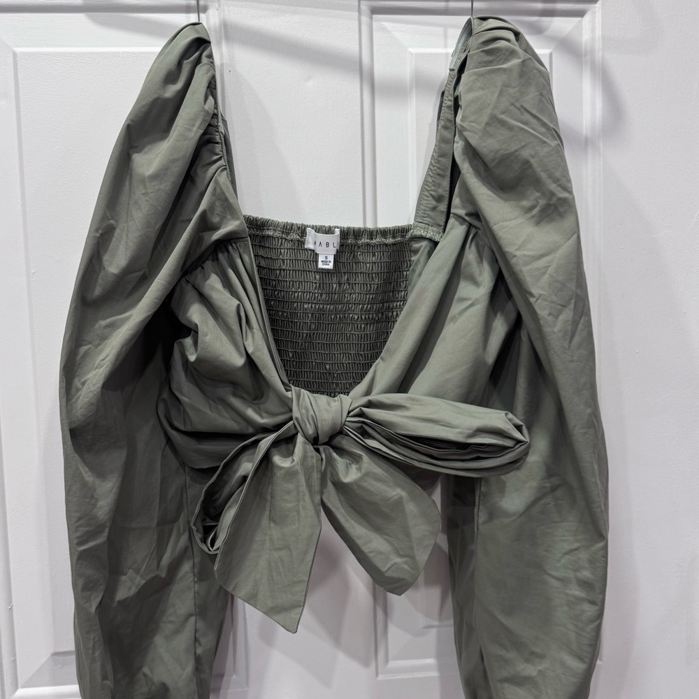 MABLE Sage Green Wrap Blouse